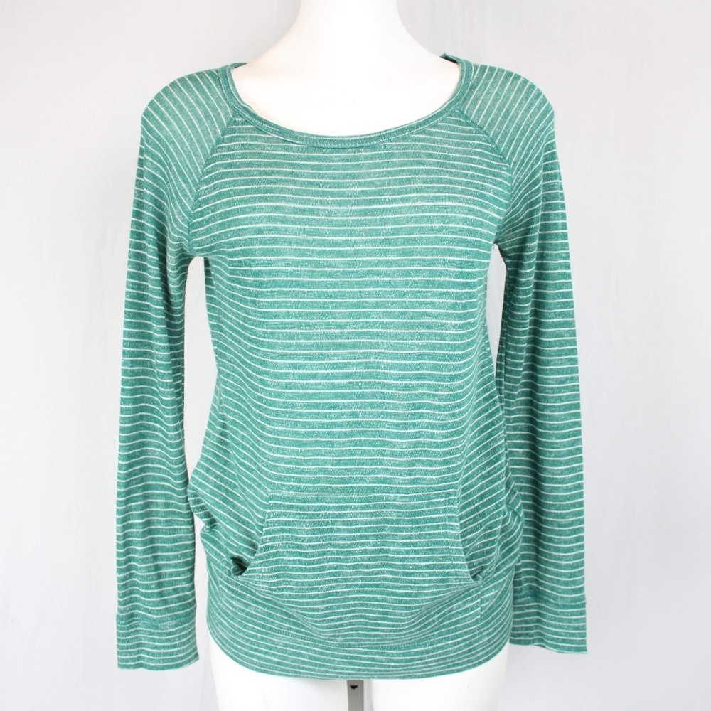 ❌SOLD❌ a.n.a. | Green Striped Long Sleeve Shirt